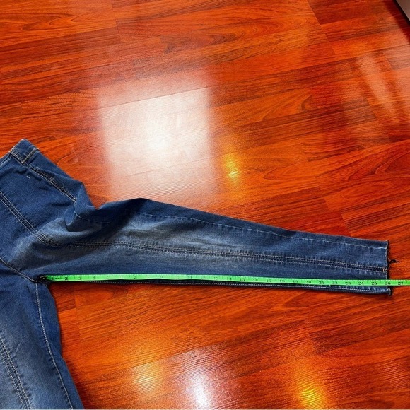 Free People High Rise Skinny Pull On Seamed Jeans Medium Wash Raw Hem W28 - Picture 7 of 7